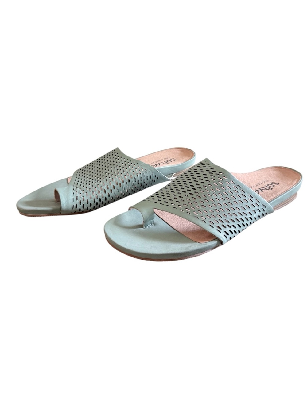 SoftWalk Corsica II women’s 8 1/2 N memory foam microfiber green sandals